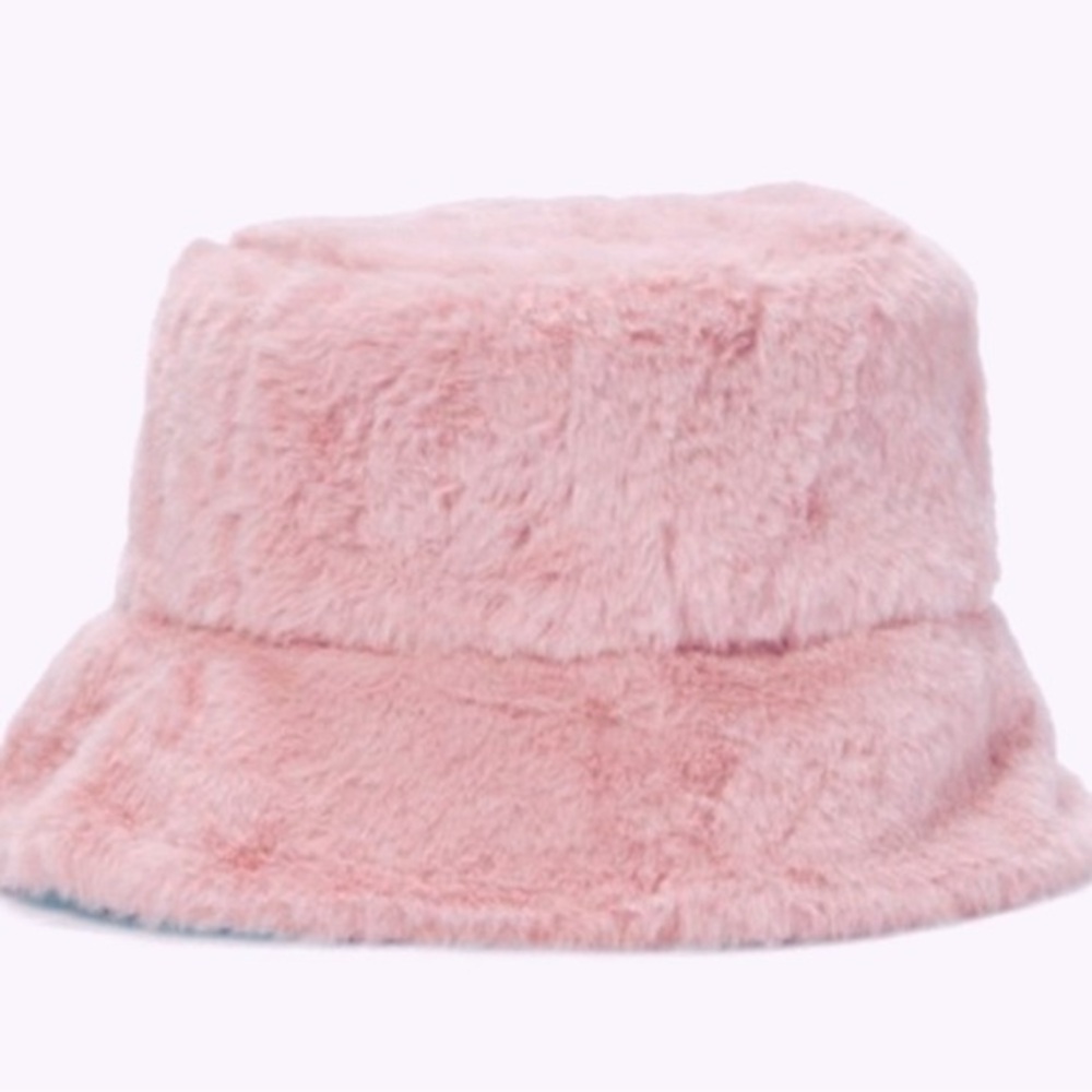 BCBG | Dusty Rose Metallic Crackle Reversible Bucket Hat htf nwt fits Adults